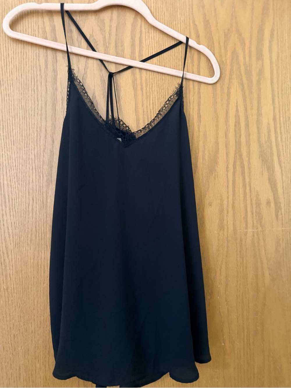 LOFT Black Lace-Trim Slip Dress